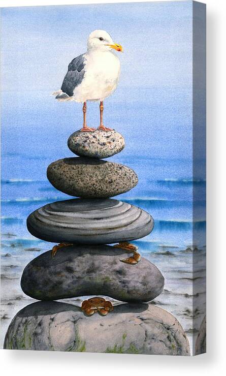 Seagull Canvas Print featuring the painting The Crab Special by Julie Senf