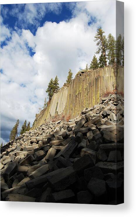 Darin Volpe Nature Canvas Print featuring the photograph The Devil's Postpile -- Basalt Formations at Devils Postpile National Monument, California by Darin Volpe