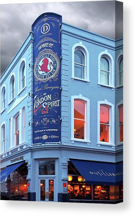 London Canvas Print featuring the photograph The Distillery Portobello Road London Spirit Gin House by Gill Billington