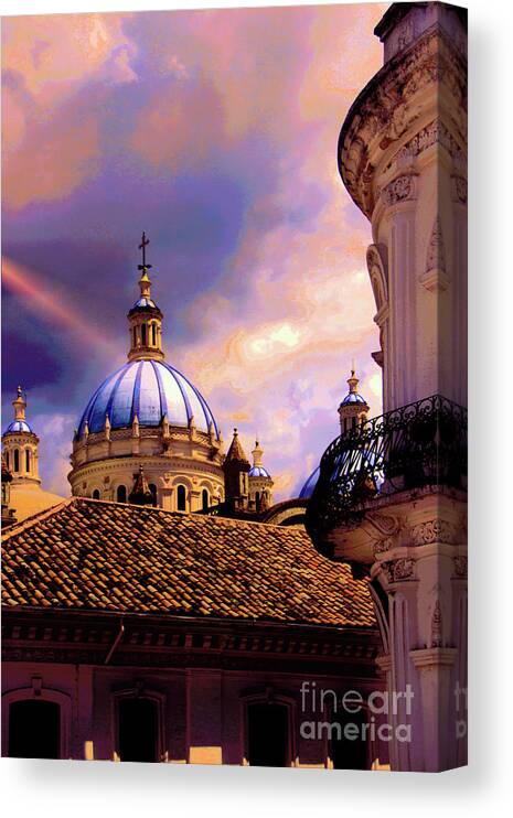 Domes Canvas Print featuring the photograph The Domes Of Immaculate Conception, Cuenca, Ecuador by Al Bourassa