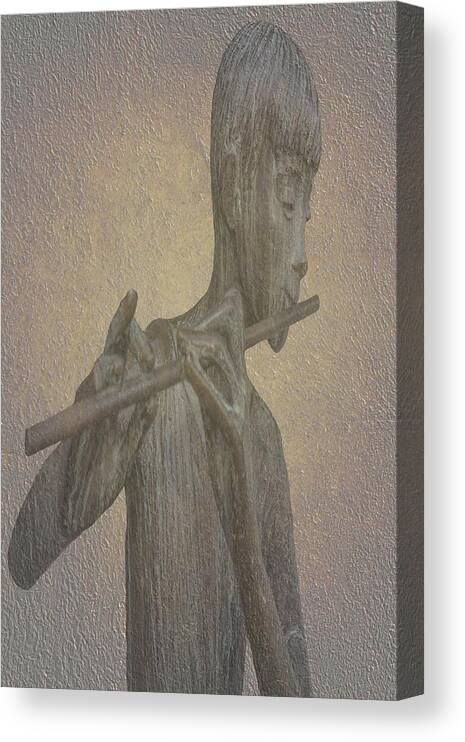 Flute Canvas Print featuring the painting The flute Player by David Dehner