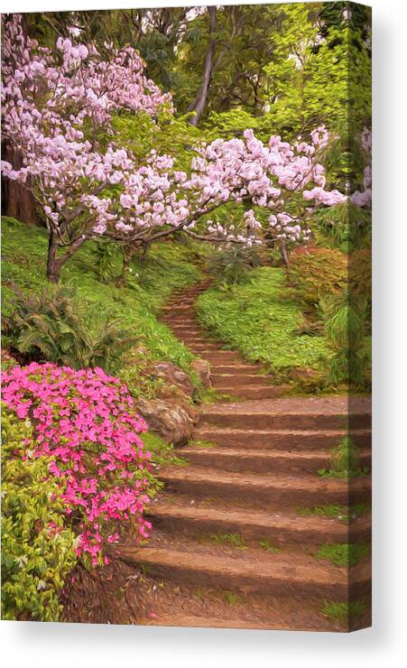 Garden Canvas Print featuring the photograph The Garden Stairs #2 by Susan Rissi Tregoning
