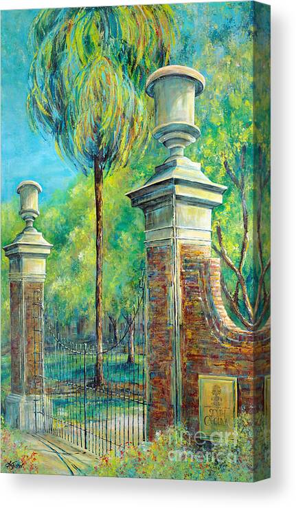 University Of South Carolina Canvas Print featuring the painting The Gates of the Horseshoe I by Lindsey Fisher