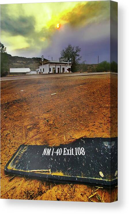 Route 66 Canvas Print featuring the photograph The Ghost of Interstate 40 by Micah Offman