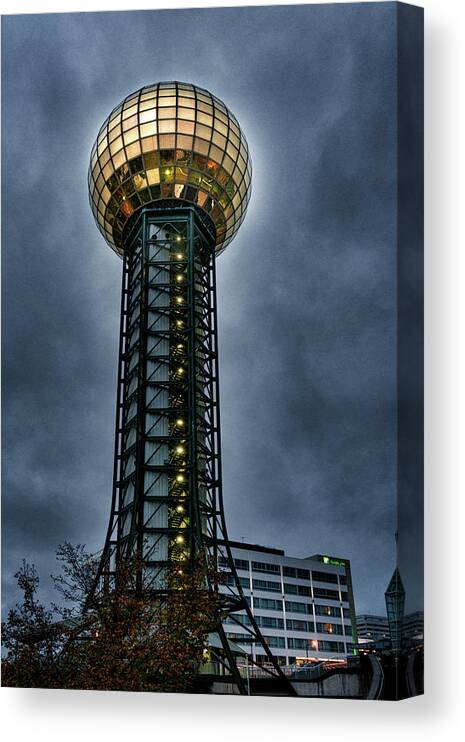 Knoxville Canvas Print featuring the photograph The Gold Ball at the Top by Sharon Popek