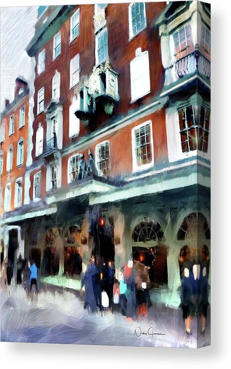 London Canvas Print featuring the digital art The Grocer - Fortnum and Mason by Nicky Jameson