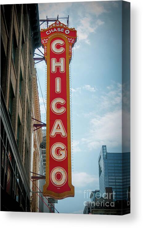 Art Canvas Print featuring the photograph The Iconic Chicago Theater Sign by David Levin
