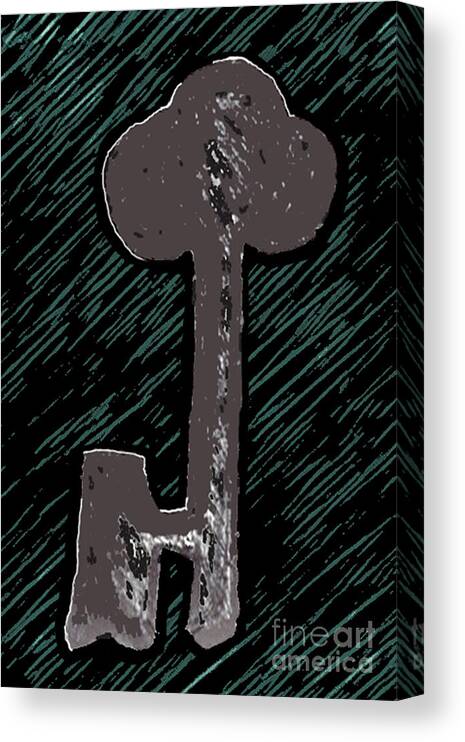 The Key Canvas Print featuring the digital art The Key - Green by Curtis Sikes