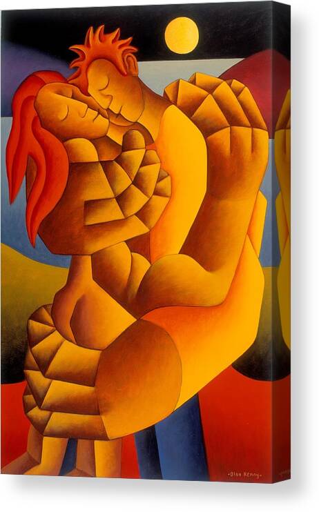 Moon Canvas Print featuring the painting The Lovers by Alan Kenny