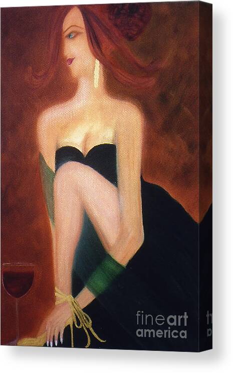 Wine Canvas Print featuring the painting The Magic and Mystery of Merlot by Artist Linda Marie