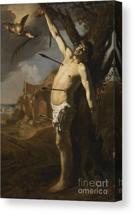 David Colijns Canvas Print featuring the painting The Martyrdom Of Saint Sebastian by Celestial Images
