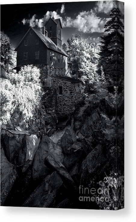 Chittenden Mill Canvas Print featuring the photograph The Old Red Mill - Infrared by James Aiken