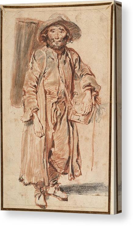 Antoine Watteau Canvas Print featuring the drawing The Old Savoyard by Antoine Watteau