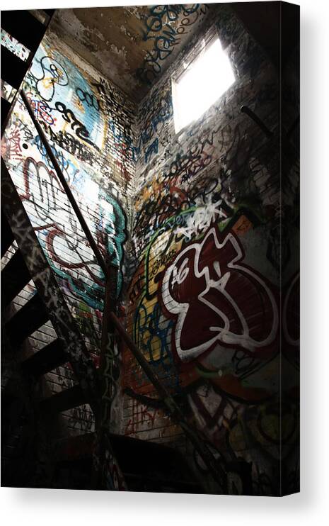 Graffiti Canvas Print featuring the photograph The Only Way Out by Kreddible Trout