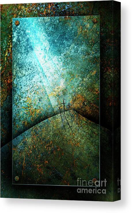 Artwork About The Crucifiction Canvas Print featuring the mixed media The Only Way by Shevon Johnson