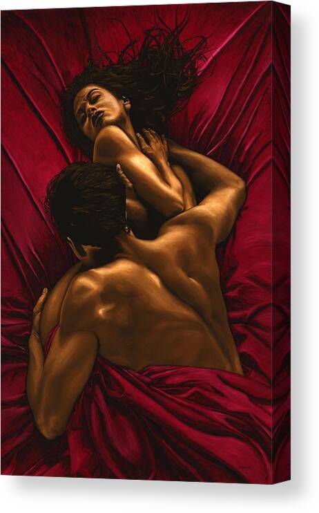 Nude Canvas Print featuring the painting The Passion by Richard Young