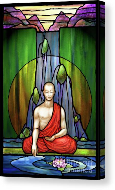 Buddha Canvas Print featuring the digital art The Praying Monk by Randy Wollenmann
