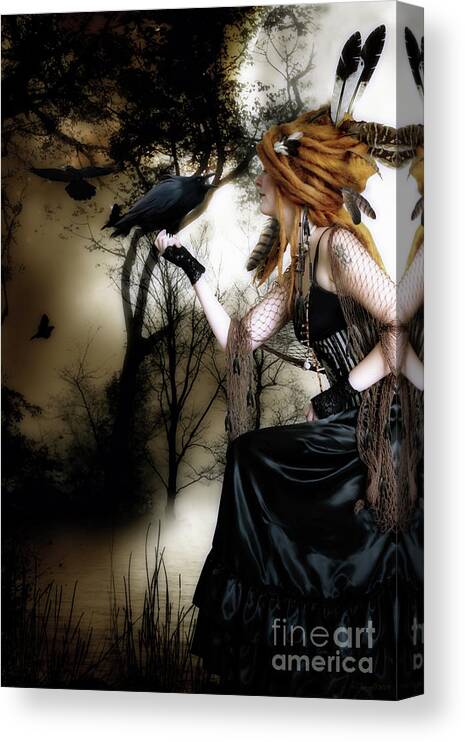 Nevermore Canvas Print featuring the digital art The Raven by Shanina Conway