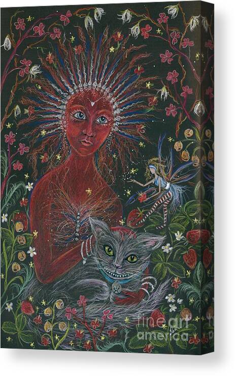 Cheshire Cat Canvas Print featuring the drawing The Red Queen by Dawn Fairies