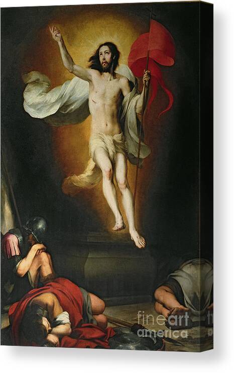 The Canvas Print featuring the painting The Resurrection of Christ by Bartolome Esteban Murillo