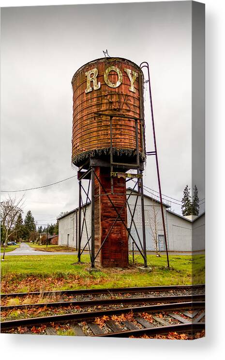 Roy Canvas Print featuring the photograph The Roy Water Tower by Rob Green