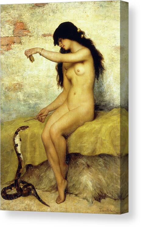 Snake Canvas Print featuring the painting The Snake Charmer by Paul Desire Trouillebert