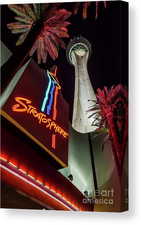 The Stratosphere Canvas Print featuring the photograph The Stratosphere Tower Entrance by Aloha Art