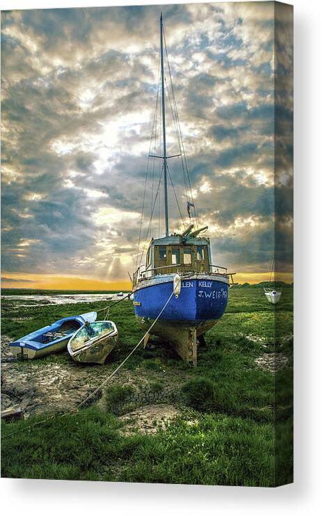 Boat Canvas Print featuring the photograph The Sun Sets on The Ellen Kelly by Brian Tarr