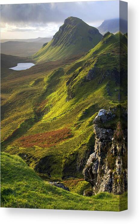 Scotland Canvas Print featuring the photograph The Trotternish Hills from the Quiraing Isle of Skye by John McKinlay