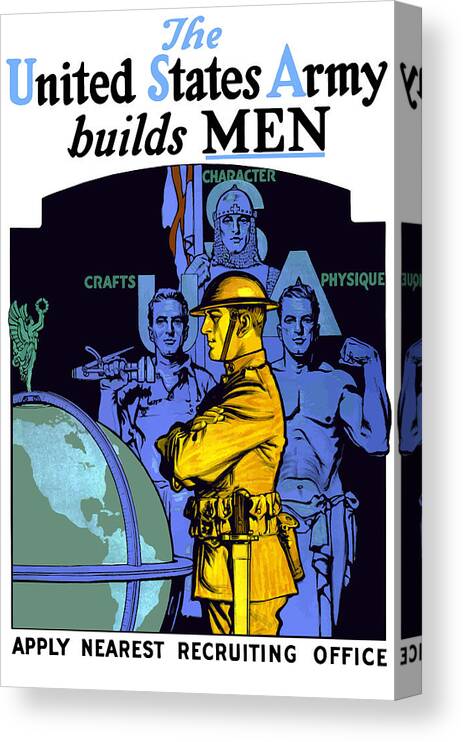 Us Army Canvas Print featuring the painting The United States Army Builds Men by War Is Hell Store
