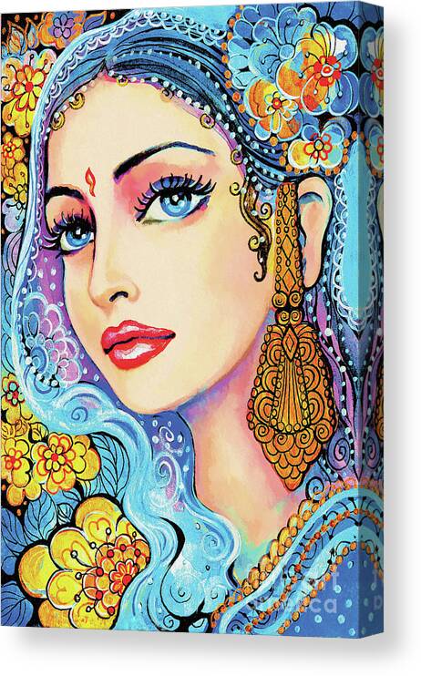 Indian Woman Canvas Print featuring the painting The Veil of Aish by Eva Campbell