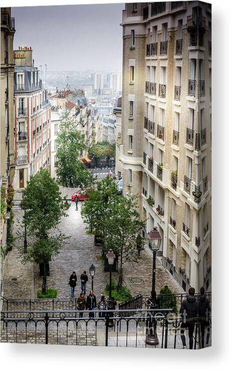 Paris Canvas Print featuring the photograph The view from Montmartre steps, Paris France 2 by Perry Rodriguez