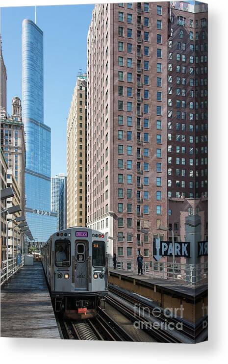 Chicago Canvas Print featuring the photograph The Wabash L Train at Eye Level by David Levin