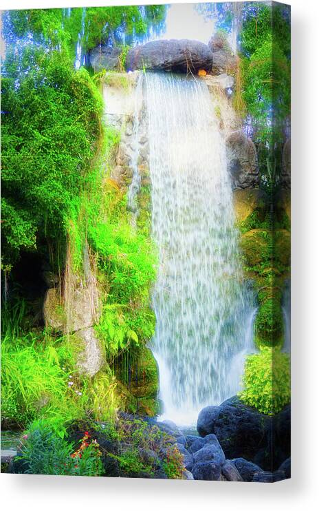 Disneyland Canvas Print featuring the photograph The Water Falls by M Three Photos