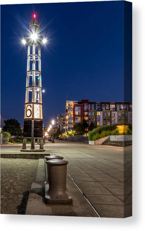 Rob Green Canvas Print featuring the photograph Thea's Landing Boardway During Blue Hour by Rob Green