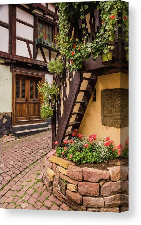 Alsace Canvas Print featuring the photograph Tiny Staircase in Alsace by Rebekah Zivicki