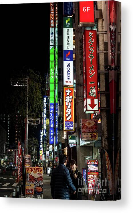 People Canvas Print featuring the photograph Tokyo Neon, Japan by Perry Rodriguez