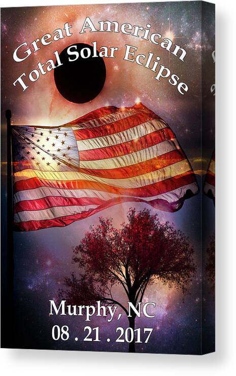 Appalachia Canvas Print featuring the photograph Total Eclipse of the Sun flag Tree Art by Debra and Dave Vanderlaan