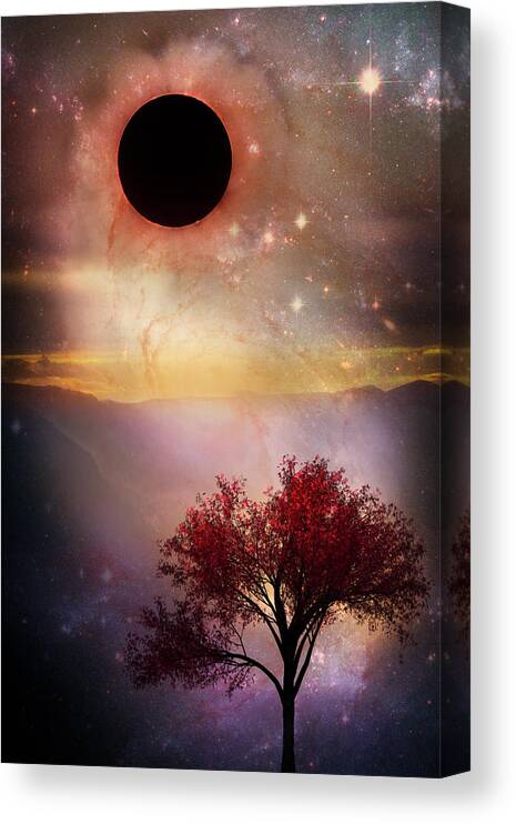 Appalachia Canvas Print featuring the digital art Total Eclipse of the Sun Tree Art by Debra and Dave Vanderlaan