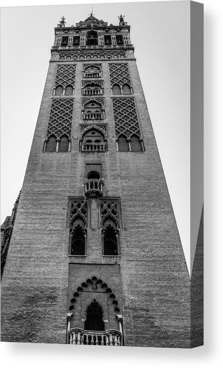 Cathedral Canvas Print featuring the photograph Tower of Giralda Seville Cathedral by Adam Rainoff