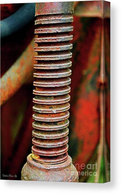 Tractor Parts Canvas Print featuring the photograph Tractor Parts, Screw by Debbie Portwood
