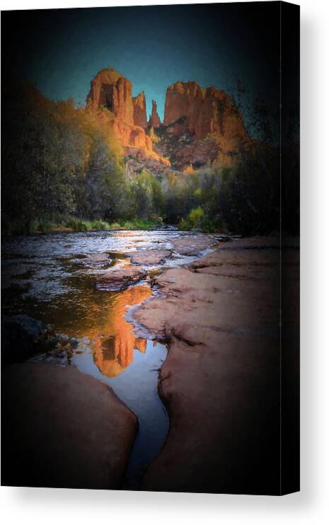 Landscape Canvas Print featuring the photograph Tranquil Fire Watercolor by Scott Campbell