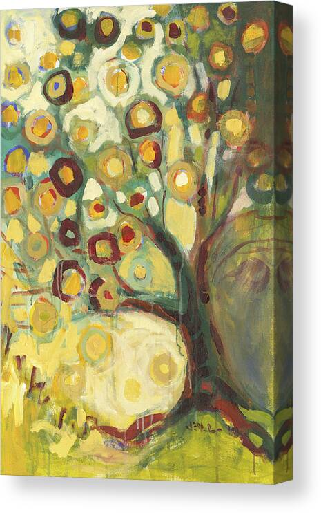Tree Life Abstract Modern Circles Contemporary Nature Canvas Print featuring the painting Tree of Life in Autumn by Jennifer Lommers