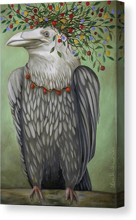 Raven Canvas Print featuring the painting Tribal Nature by Leah Saulnier The Painting Maniac
