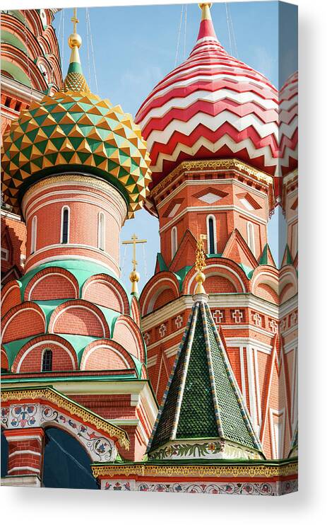 Cathedral Of The Intercession Of The Most Holy Theotokos Canvas Print featuring the photograph Trinity on the Moat by Geoff Smith