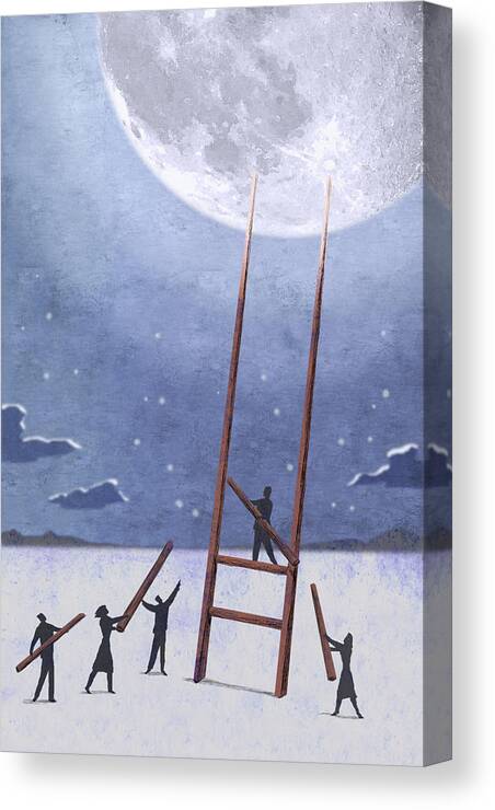 Steve Dininno Canvas Print featuring the digital art Trip To The Moon by Steve Dininno