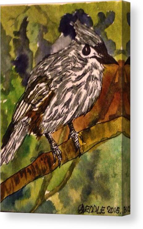 Tufted Titmouse Canvas Print featuring the painting Tufted Titmouse by Angela Weddle