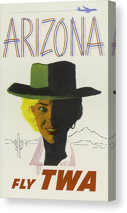 Arizona Canvas Print featuring the mixed media TWA Arizona by David Wagner