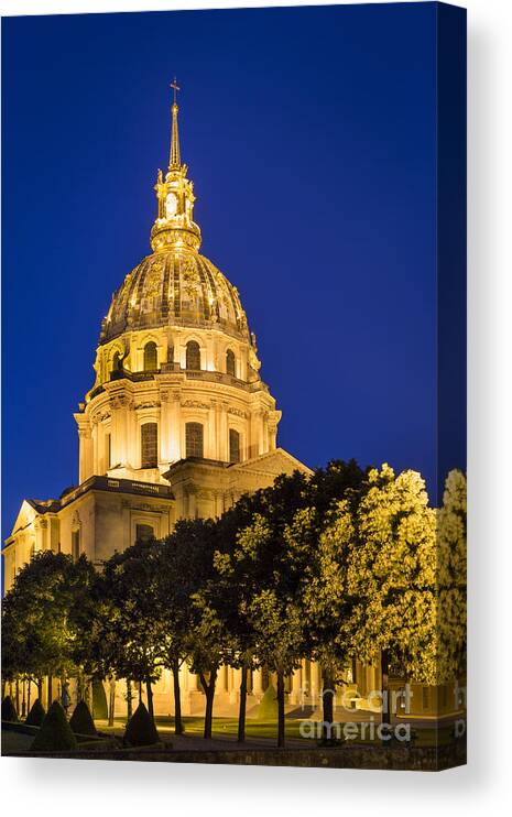 Chapel Canvas Print featuring the photograph Twilght below Chapel Saint Louis - Paris by Brian Jannsen