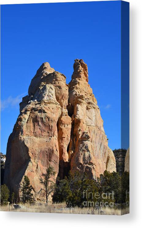 Southwest Landscape Canvas Print featuring the photograph Twin peaks by Robert WK Clark